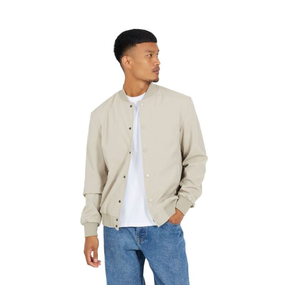 Brave Soul Mens Softshell Bomber Jacket / Stone